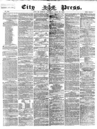 cover page of London City Press published on April 27, 1867