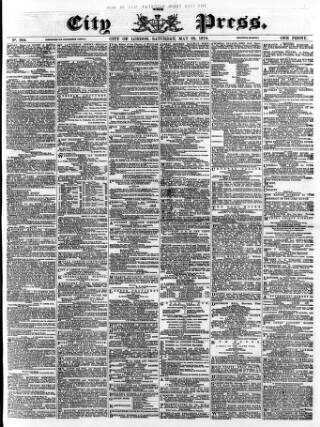 cover page of London City Press published on May 28, 1870