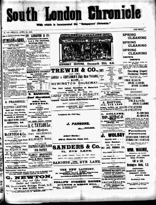 cover page of South London Chronicle published on April 28, 1905