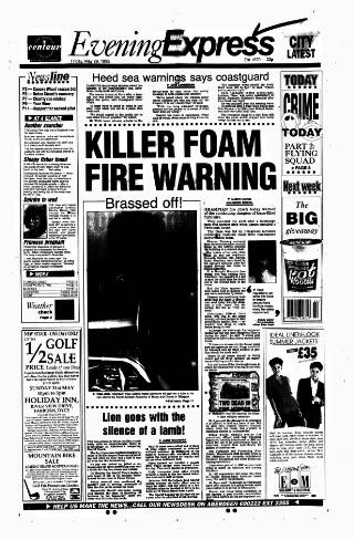 cover page of Aberdeen Evening Express published on May 29, 1992
