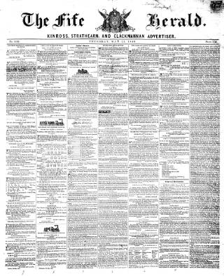 cover page of Fife Herald published on May 25, 1848