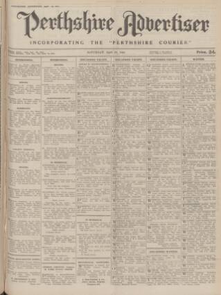 cover page of Perthshire Advertiser published on April 26, 1941