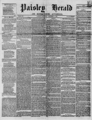 cover page of Paisley Herald and Renfrewshire Advertiser published on December 4, 1858