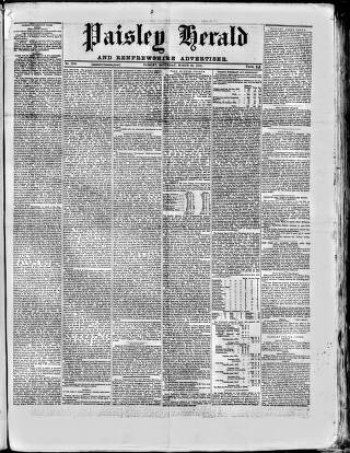 cover page of Paisley Herald and Renfrewshire Advertiser published on March 28, 1874
