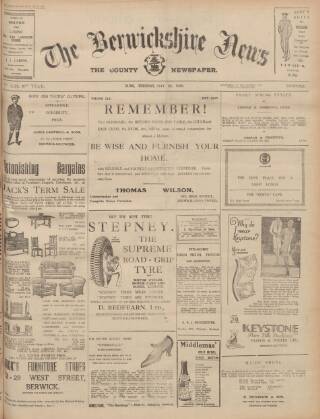 cover page of Berwickshire News and General Advertiser published on May 28, 1929