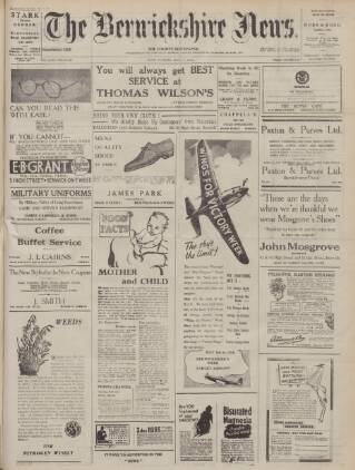 cover page of Berwickshire News and General Advertiser published on May 11, 1943