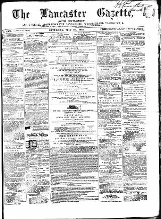 cover page of Lancaster Gazette published on May 25, 1861