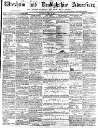 cover page of Wrexham Advertiser published on April 27, 1861