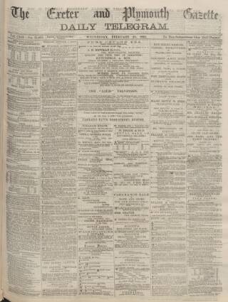 cover page of Exeter and Plymouth Gazette Daily Telegrams published on February 25, 1885