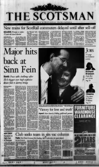 cover page of The Scotsman published on April 26, 1996