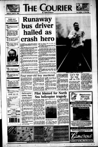 cover page of Dundee Courier published on April 17, 1992