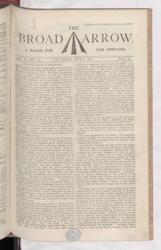 cover page of Broad Arrow published on May 6, 1871