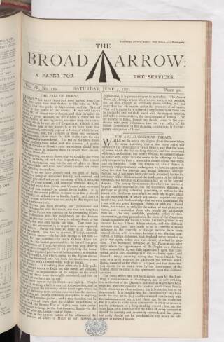 cover page of Broad Arrow published on June 3, 1871