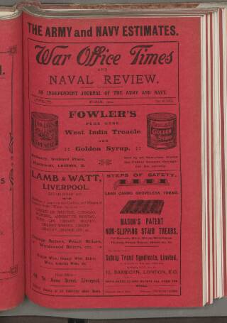 cover page of War Office Times and Naval Review published on March 15, 1912