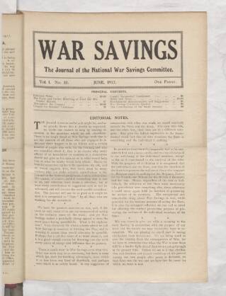 cover page of War Savings published on June 1, 1917