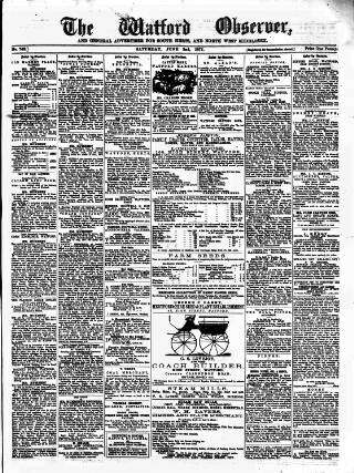 cover page of Watford Observer published on June 2, 1877