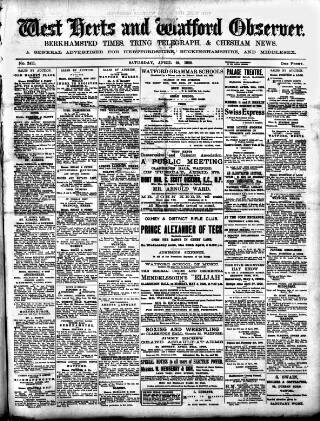 cover page of Watford Observer published on April 24, 1909