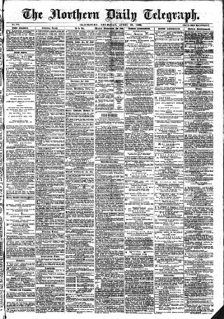 cover page of Northern Daily Telegraph published on April 25, 1889