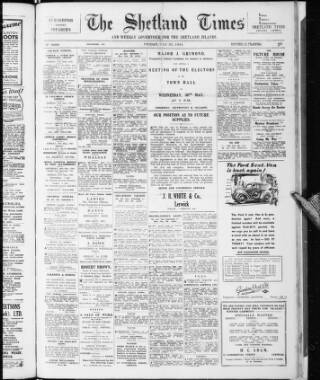 cover page of Shetland Times published on May 25, 1945