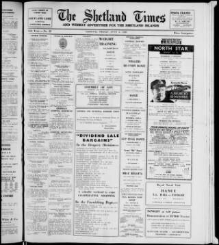 cover page of Shetland Times published on June 2, 1967
