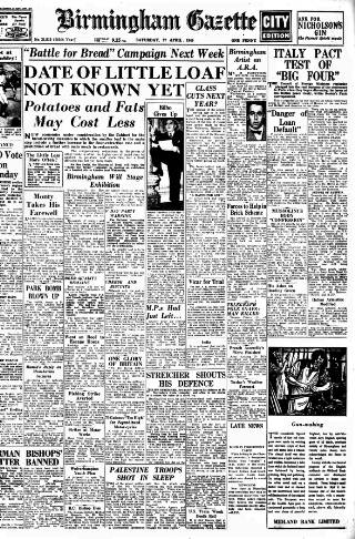 cover page of Birmingham Daily Gazette published on April 27, 1946