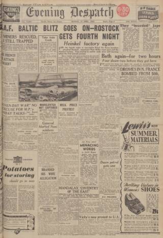 cover page of Evening Despatch published on April 27, 1942