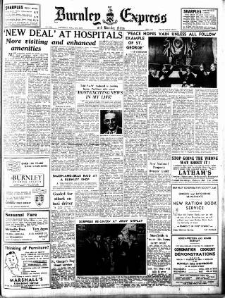 cover page of Burnley Express published on April 25, 1953