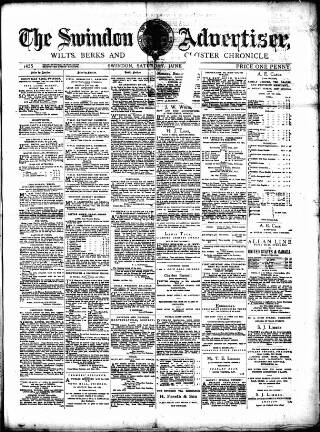 cover page of Swindon Advertiser and North Wilts Chronicle published on June 2, 1883