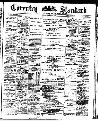 cover page of Coventry Standard published on December 3, 1886