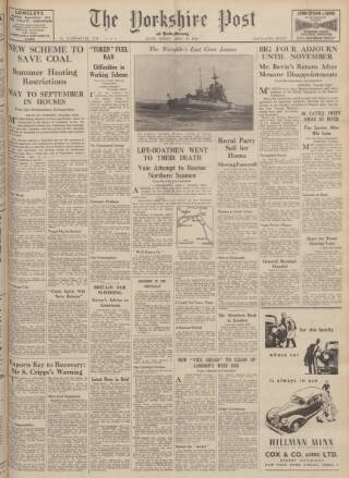 cover page of Yorkshire Post and Leeds Intelligencer published on April 25, 1947