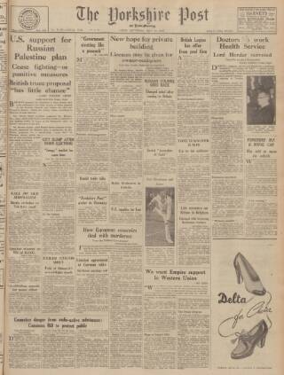 cover page of Yorkshire Post and Leeds Intelligencer published on May 29, 1948