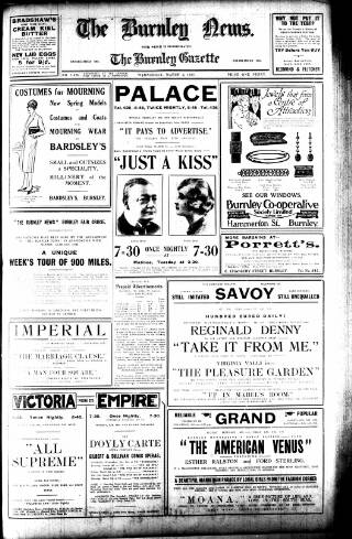 cover page of Burnley News published on March 2, 1927