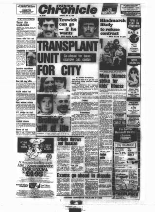 cover page of Newcastle Evening Chronicle published on May 22, 1984