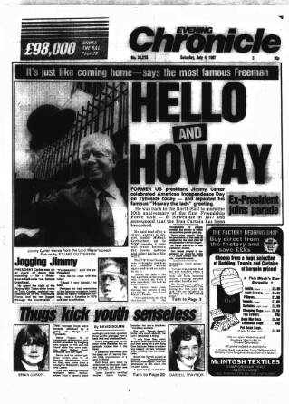 cover page of Newcastle Evening Chronicle published on July 4, 1987