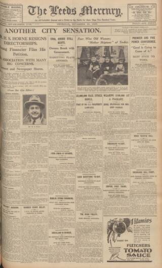 cover page of Leeds Mercury published on November 28, 1929