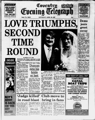 cover page of Coventry Evening Telegraph published on April 25, 1987