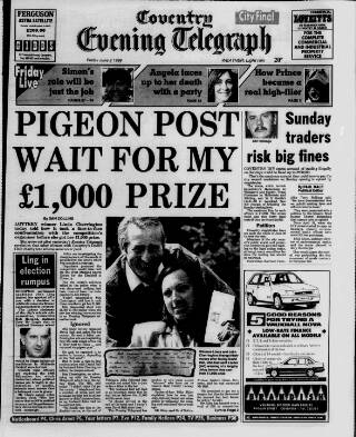 cover page of Coventry Evening Telegraph published on June 2, 1989