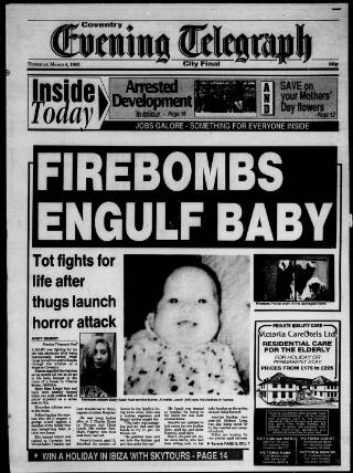 cover page of Coventry Evening Telegraph published on March 4, 1993