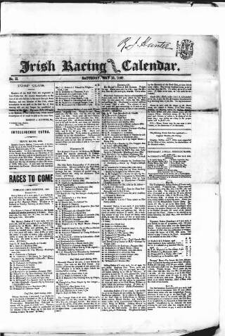 cover page of The Irish Racing Book and Sheet Calendar published on May 15, 1869