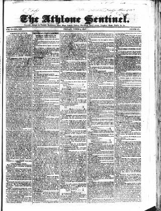 cover page of Athlone Sentinel published on June 2, 1837