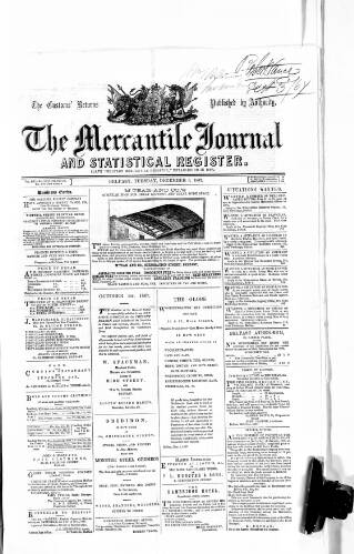 cover page of Belfast Mercantile Register and Weekly Advertiser published on December 3, 1867