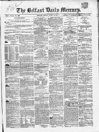 cover page of Belfast Mercury published on April 27, 1855