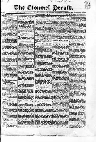 cover page of Clonmel Herald published on April 27, 1836