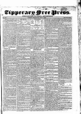 cover page of Tipperary Free Press published on July 1, 1840