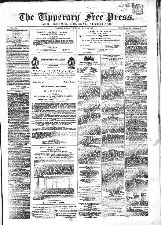 cover page of Tipperary Free Press published on May 22, 1866