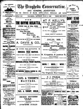 cover page of Drogheda Conservative published on June 2, 1906