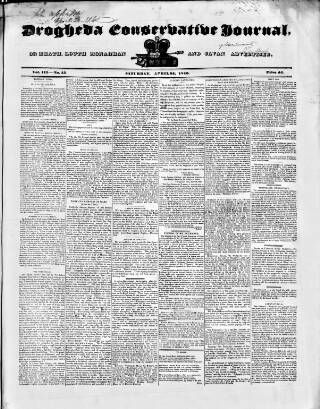 cover page of Drogheda Conservative Journal published on April 25, 1840