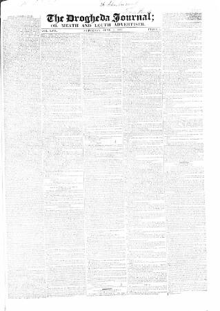 cover page of Drogheda Journal, or Meath & Louth Advertiser published on June 2, 1838