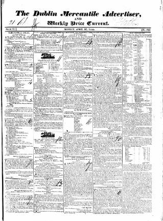 cover page of Dublin Mercantile Advertiser, and Weekly Price Current published on April 27, 1835