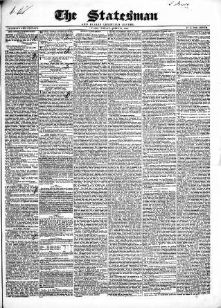 cover page of Statesman and Dublin Christian Record published on April 25, 1845